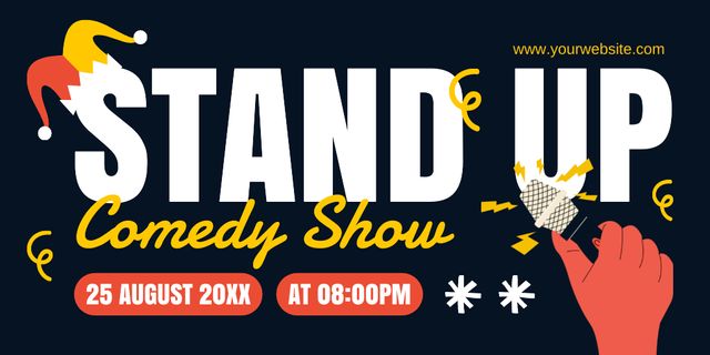 Announcement of Comedy Show with Jester's Hat Twitter – шаблон для дизайну