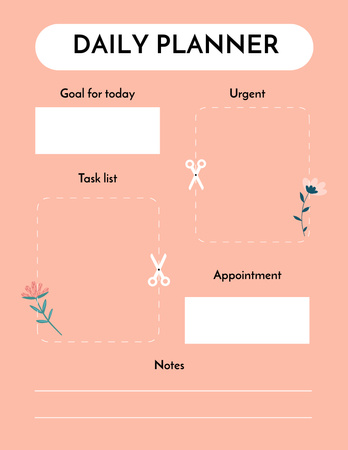 Peach Pastel Pink Daily Tasks List Notepad 8.5x11in – шаблон для дизайну
