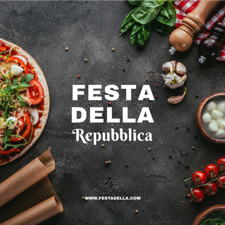 Italian National Day with National Cuisine And Ingredients Instagram Design Template