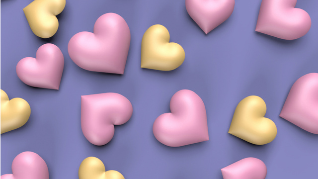 Valentine's Day with Yellow and Pink Hearts Pattern Zoom Background Modelo de Design