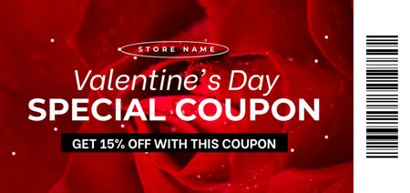 Platilla de diseño Discount for Valentine's Day on Background of Bright Red Rose Coupon Din Large