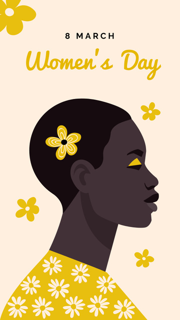 Plantilla de diseño de Woman with Flower in Hair on Women's Day Instagram Story 