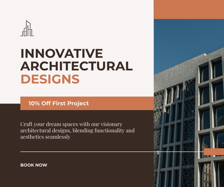 Designvorlage Fabelhafte Architekturentwürfe mit Rabatt und Buchung für Facebook