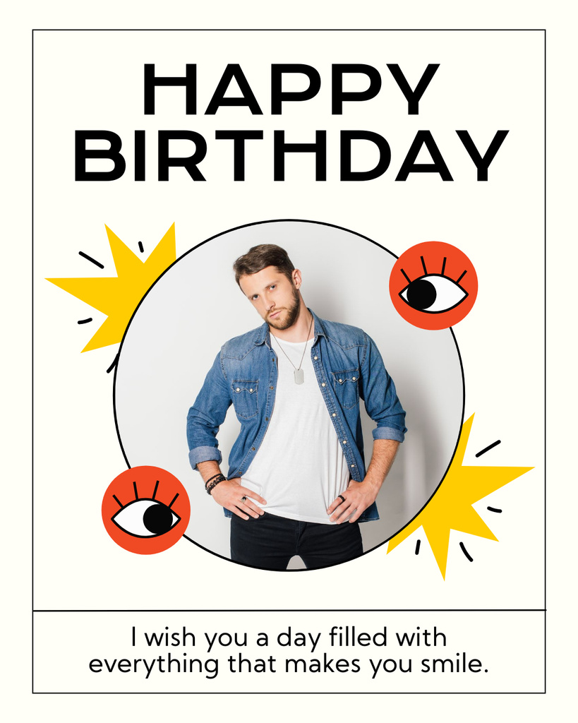 Birthday Greeting's Simple Layout Instagram Post Vertical Design Template