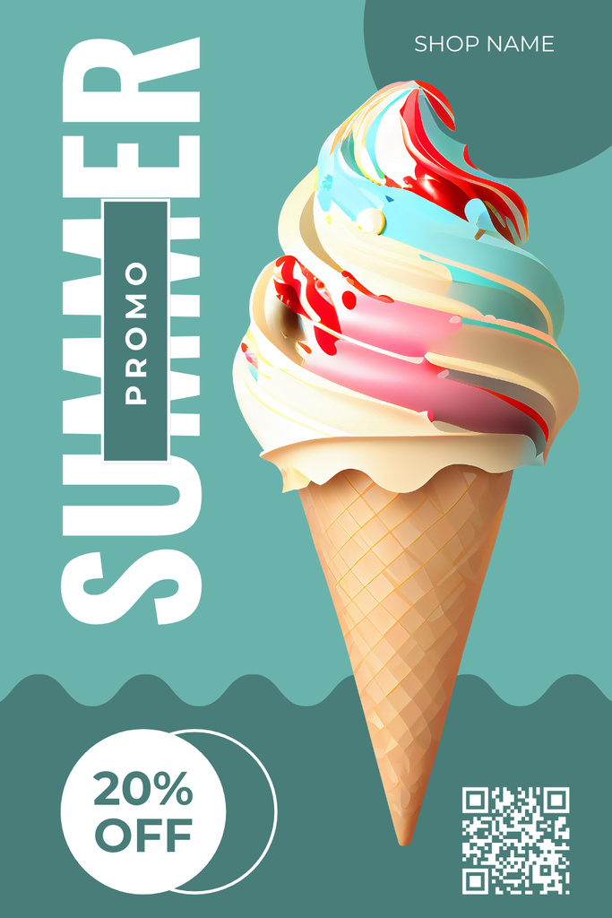 Tasty Summer Ice-Cream Promo Pinterest Tasarım Şablonu