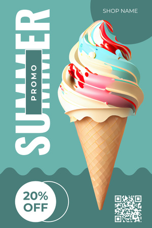 Tasty Summer Ice-Cream Promo Pinterest Design Template