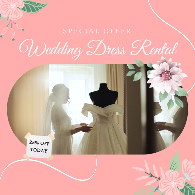 Platilla de diseño Dress Rental For Wedding Ceremony With Discount Animated Post