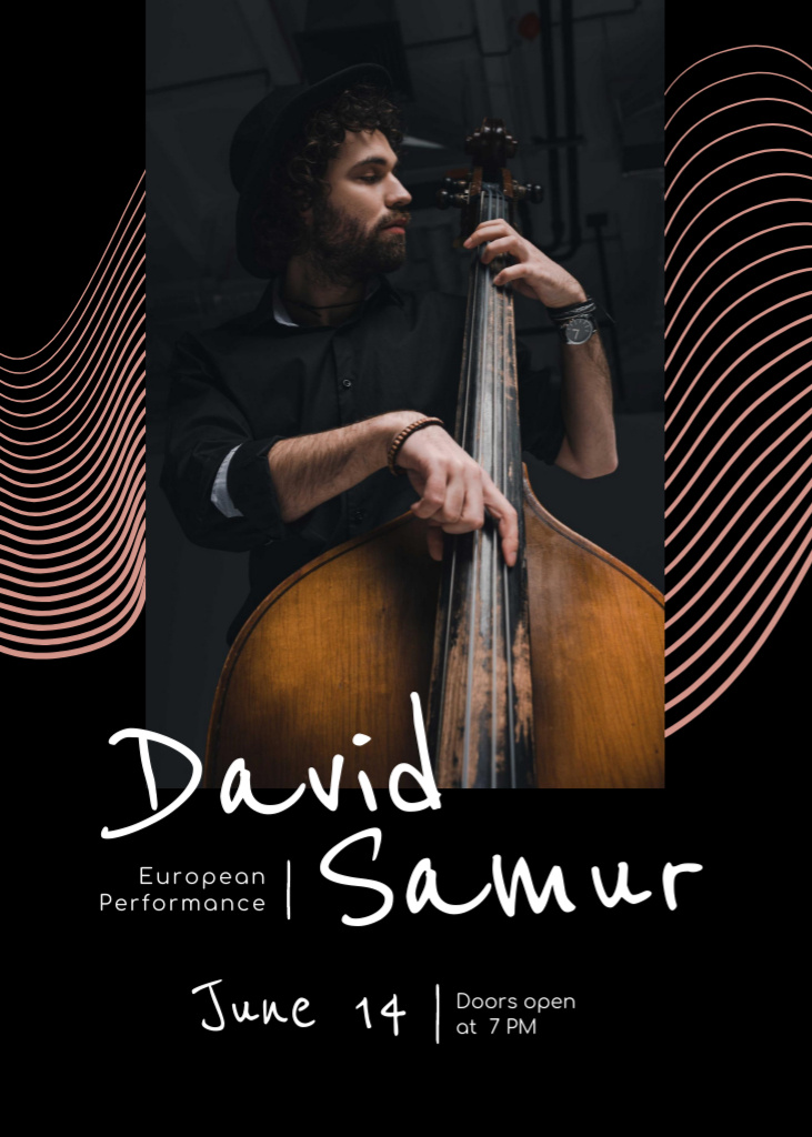 Modèle de visuel Concert Invitation with Musician Playing Double Bass - Flayer