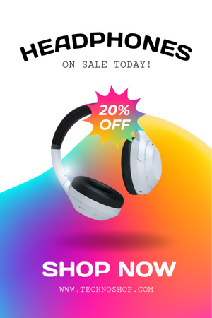 Designvorlage Kopfhörer-Tagesverkauf auf Weiß für Tumblr