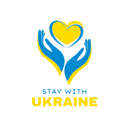 Illustration of Stay with Ukraine with Hands Instagram Design Template