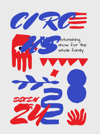 Designvorlage Zirkusshow-Ankündigung mit hellen Kritzeleien für Poster US