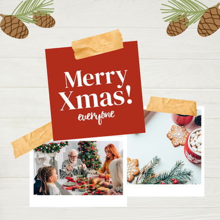 Cute Christmas Holiday Greeting with Happy Family Instagram Design Template