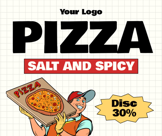 Ontwerpsjabloon van Facebook van Salt and Spicy Pizza Offer