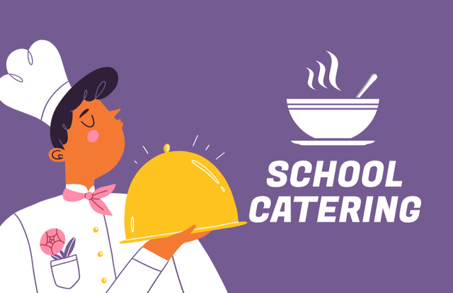 School Catering Service Offer Business Card 85x55mm Πρότυπο σχεδίασης