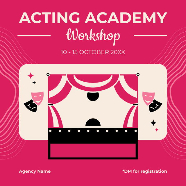 Masterclass Announcement at Acting Academy Instagram Design Template