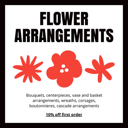 Скидка на букеты и цветочные корзины Instagram – шаблон для дизайна