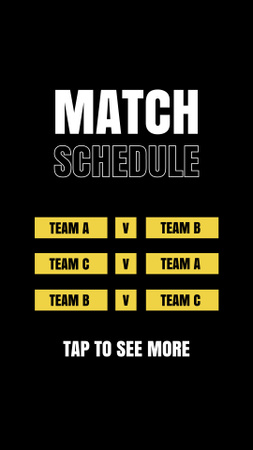 Designvorlage Zeitplan der Fußballspiele auf Schwarz für Instagram Video Story