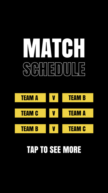 Schedule of Football Matches on Black Instagram Video Story Πρότυπο σχεδίασης