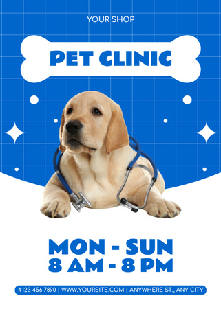 Sevimli Köpekli Hayvan Sağlığı Merkezi Reklamı Flayer Tasarım Şablonu