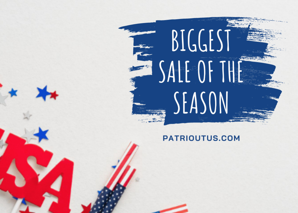 Platilla de diseño Biggest Seasonal Sale on America's Birthday Postcard 5x7in