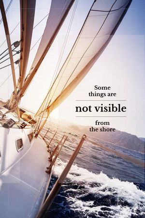 Plantilla de diseño de White Yacht in Sea with Inspirational Quote Tumblr 