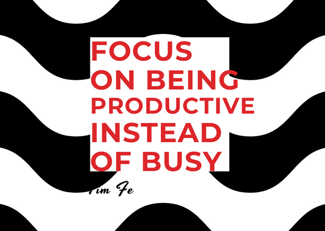 Ontwerpsjabloon van Postcard van Productivity Quote on Waves in Black and White
