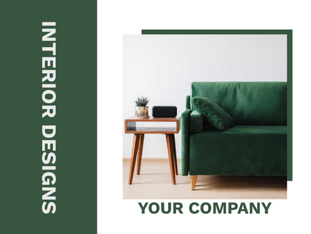 Template di design Interior Design in tavolozza verde e beige Presentation