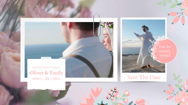 Blooming Flowers And Wedding Ceremony Announcement Full HD videoデザインテンプレート