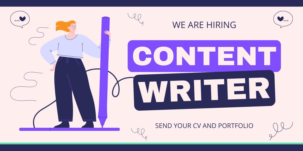 Plantilla de diseño de Bright Job Opportunity For Content Writer Twitter 
