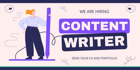 Bright Job Opportunity For Content Writer Twitter Design Template