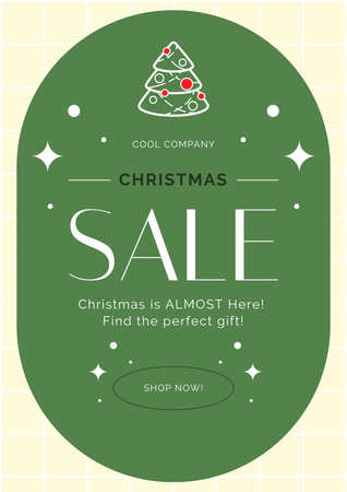 Christmas Sale with Tree and Stars Poster Modelo de Design