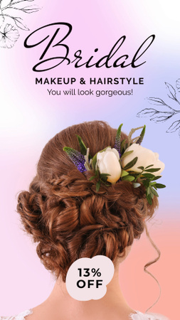 Designvorlage Braut Make-up und Frisur mit Rabatt für Instagram Video Story