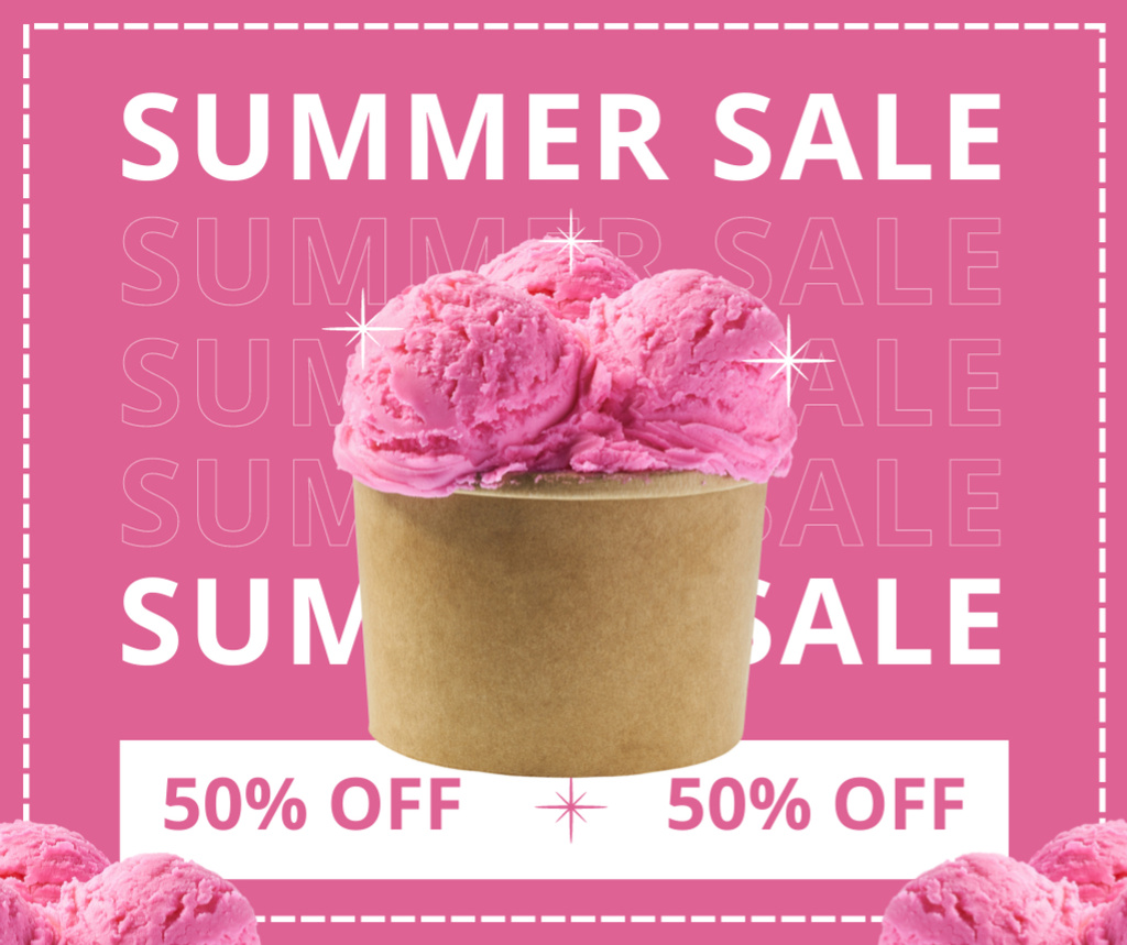Ontwerpsjabloon van Facebook van Summer Sal of French Ice-Cream