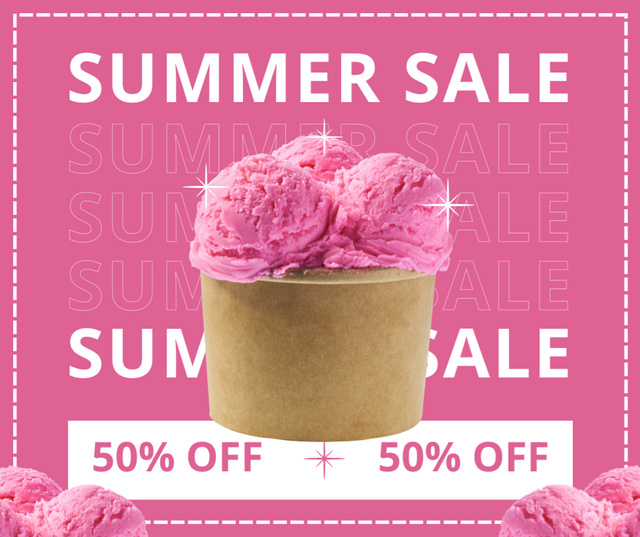Ontwerpsjabloon van Facebook van Summer Sal of French Ice-Cream