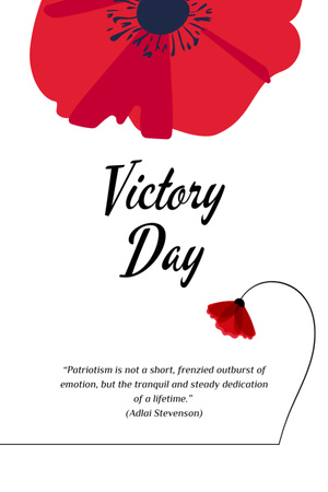 Victory Day Celebration Announcement with Red Poppy Postcard 4x6in Vertical Design Template