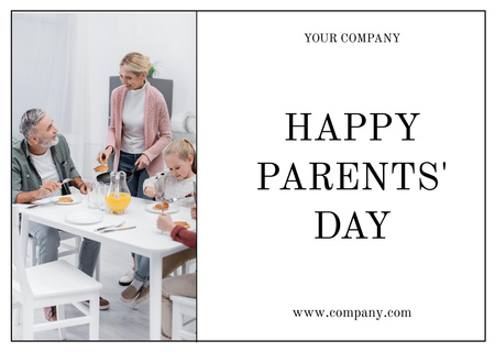Happy Parents' Day with Family at Kitchen Card Design Template