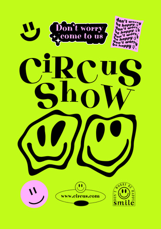 Circus Show Announcement with Funny Emojis Poster Design Template
