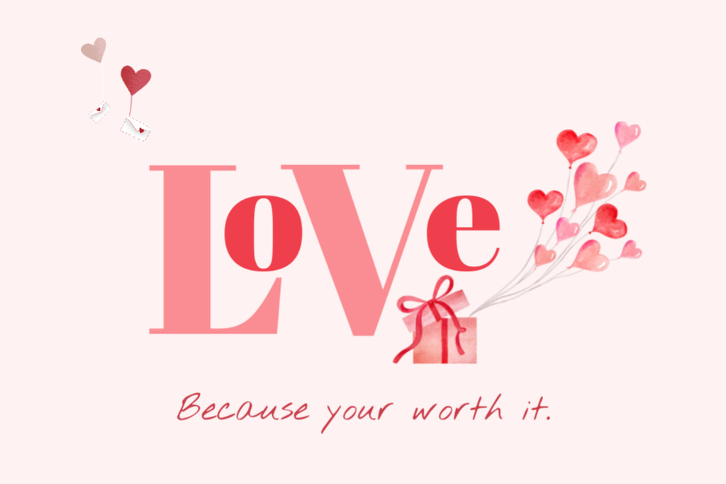 Szablon projektu Romantic Love Message in Pink Postcard 4x6in