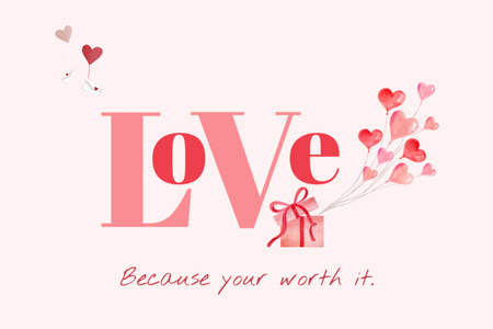 Designvorlage Romantic Love Message in Pink für Postcard 4x6in