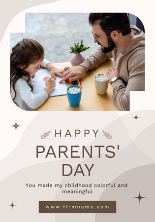 Parents' Day Greeting with Father and Daughter Poster 28x40in Design Template
