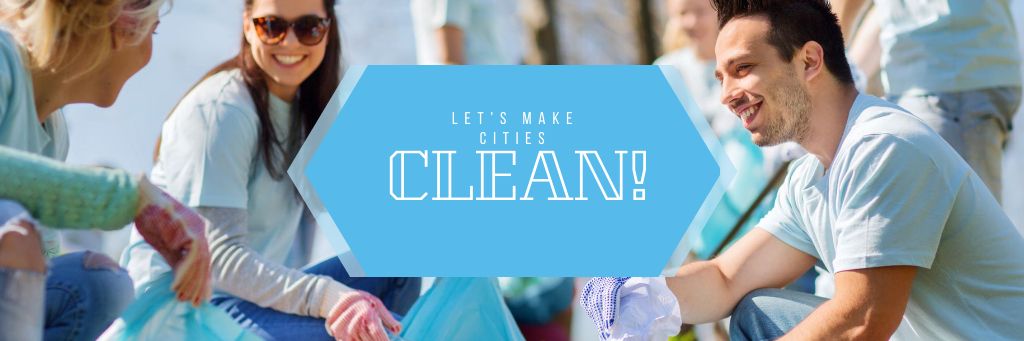 Ecological Event with Volunteers Collecting Garbage Email headerデザインテンプレート