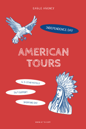 Designvorlage Angebot für Touren zum Unabhängigkeitstag der USA mit Eagle für Pinterest