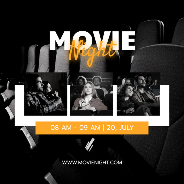 Designvorlage Collage with Movie Night Announcement für Instagram
