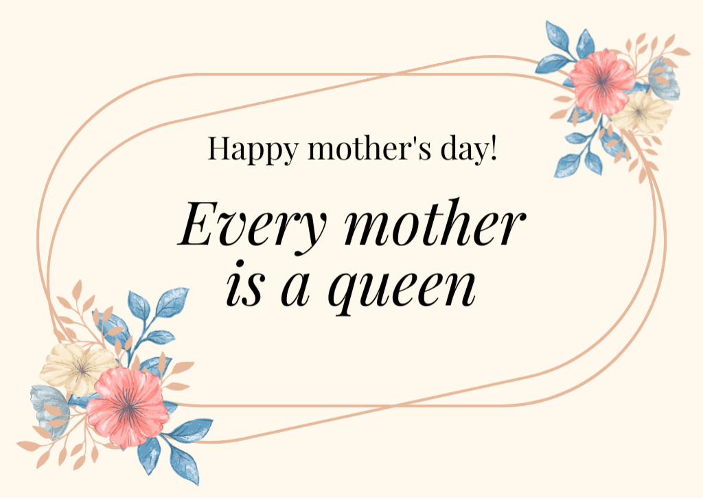 Phrase about Mothers on Mother's Day Card Design Template