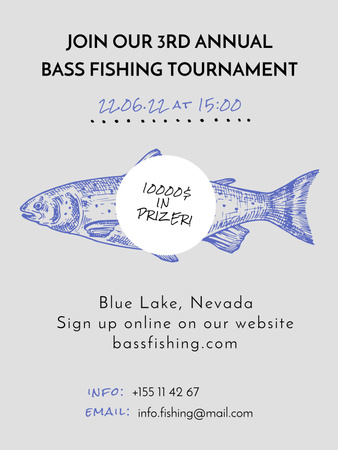 Fishing Tournament Event Announcement Poster US Design Template