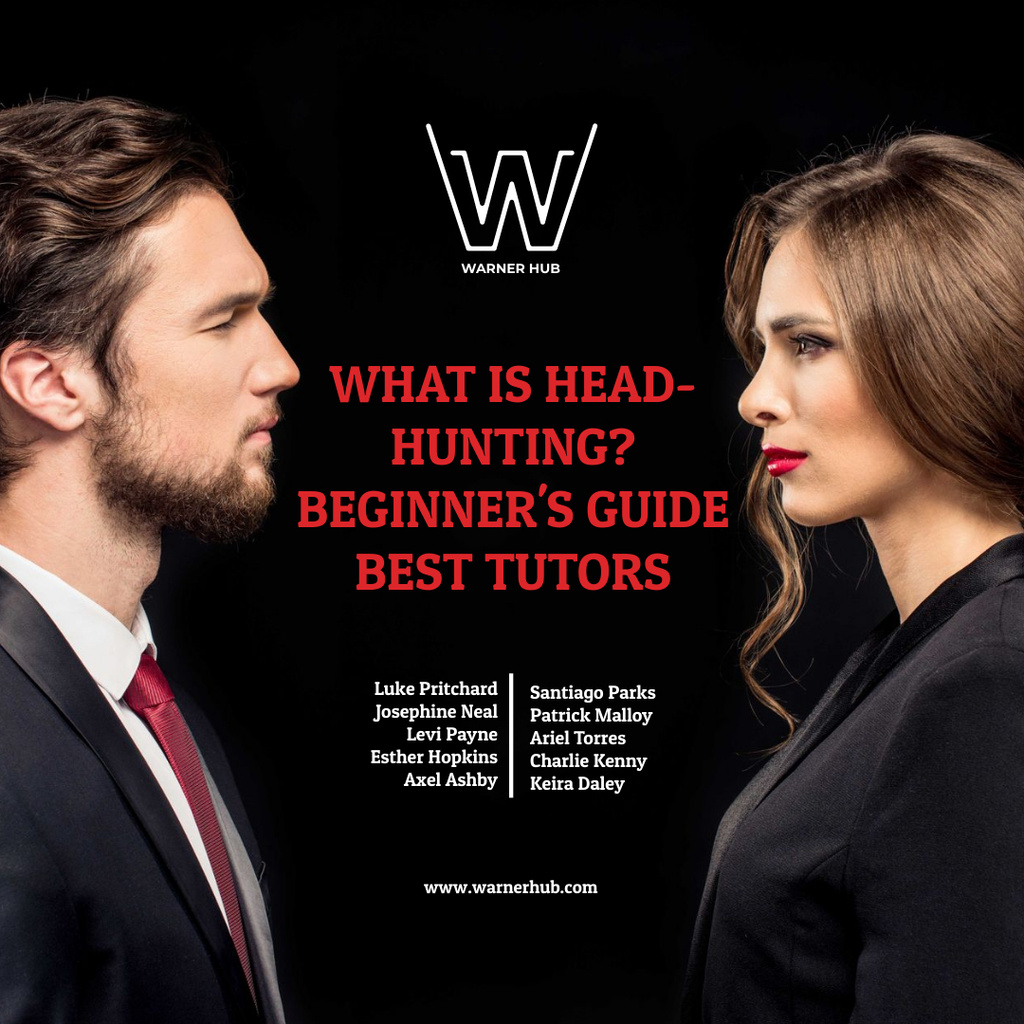 Modèle de visuel Headhunting event announcement with Businessman and Businesswoman - Instagram AD