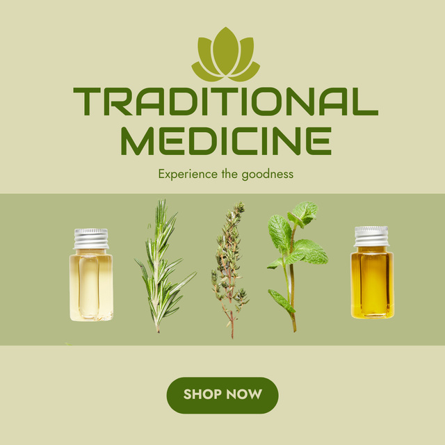 Traditional Medicine Ad with Natural Herbs Instagram Design Template