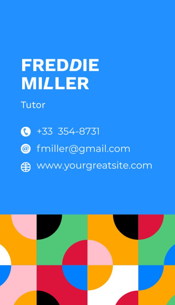 Tutor Service Offer Business Card US Vertical – шаблон для дизайна
