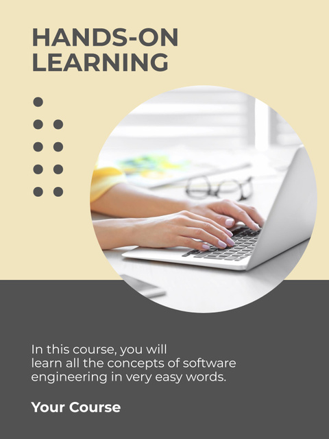 Online Courses Ad with Laptop on Table Poster 36x48in Tasarım Şablonu