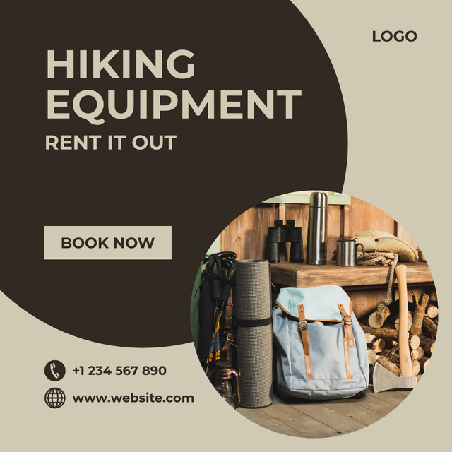 Hiking Equipment Offer with Backpack Instagram AD Design Template